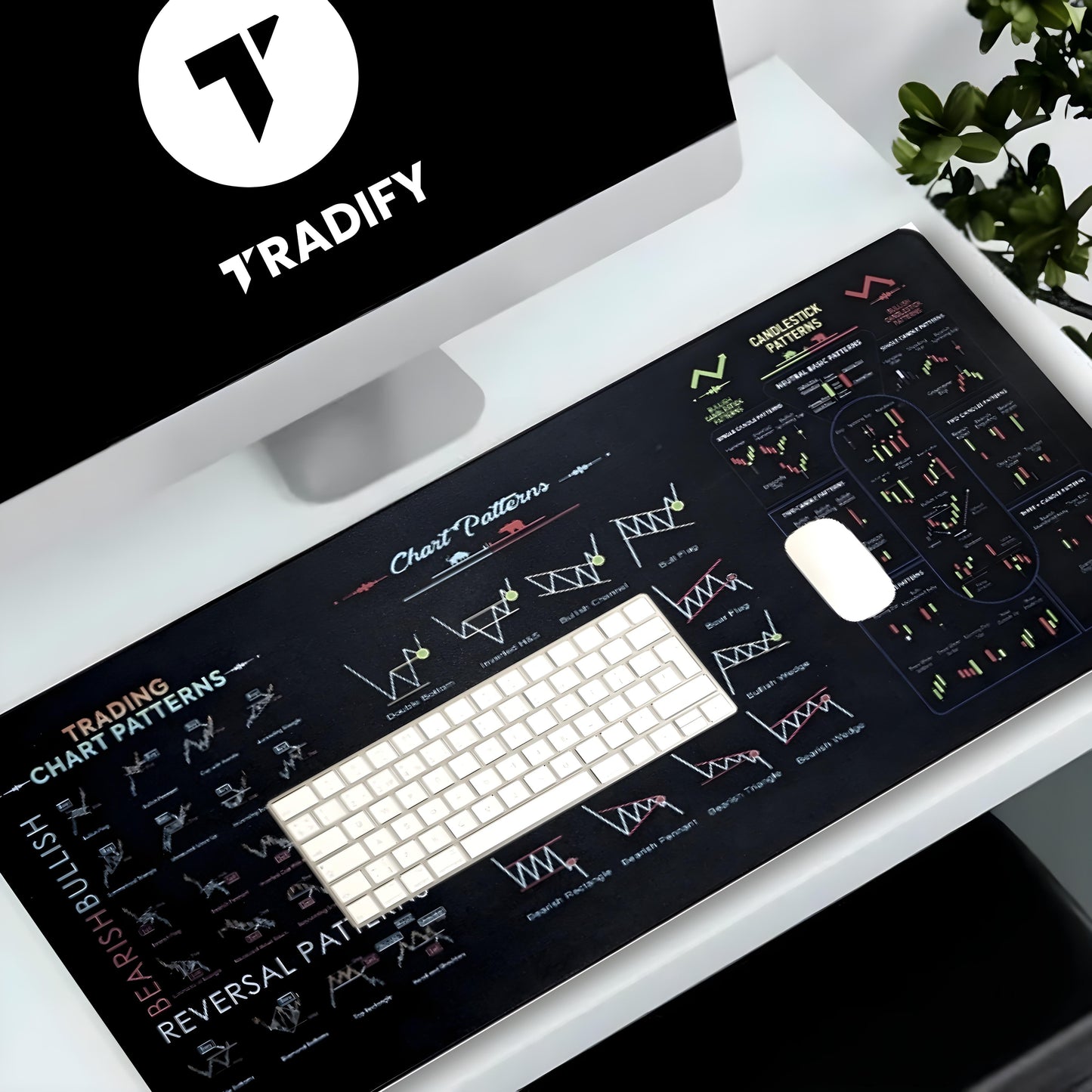 Trading Mousepad – XL 32” x 16” | Chart Patterns & Candlestick Guide | Desk Mat for Traders